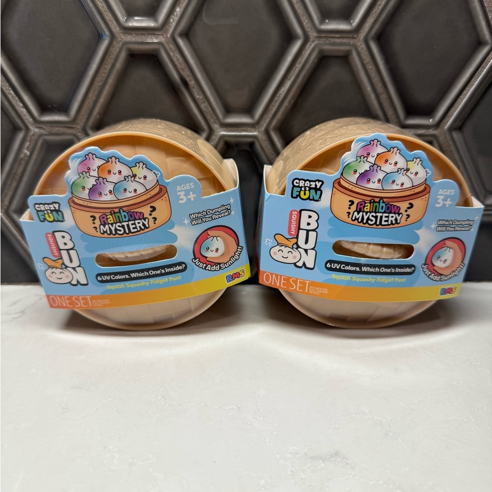 Lot of 2 Squishy Bun Rainbow Mystery NEW UV  Dumpling Five Below New Sealed
